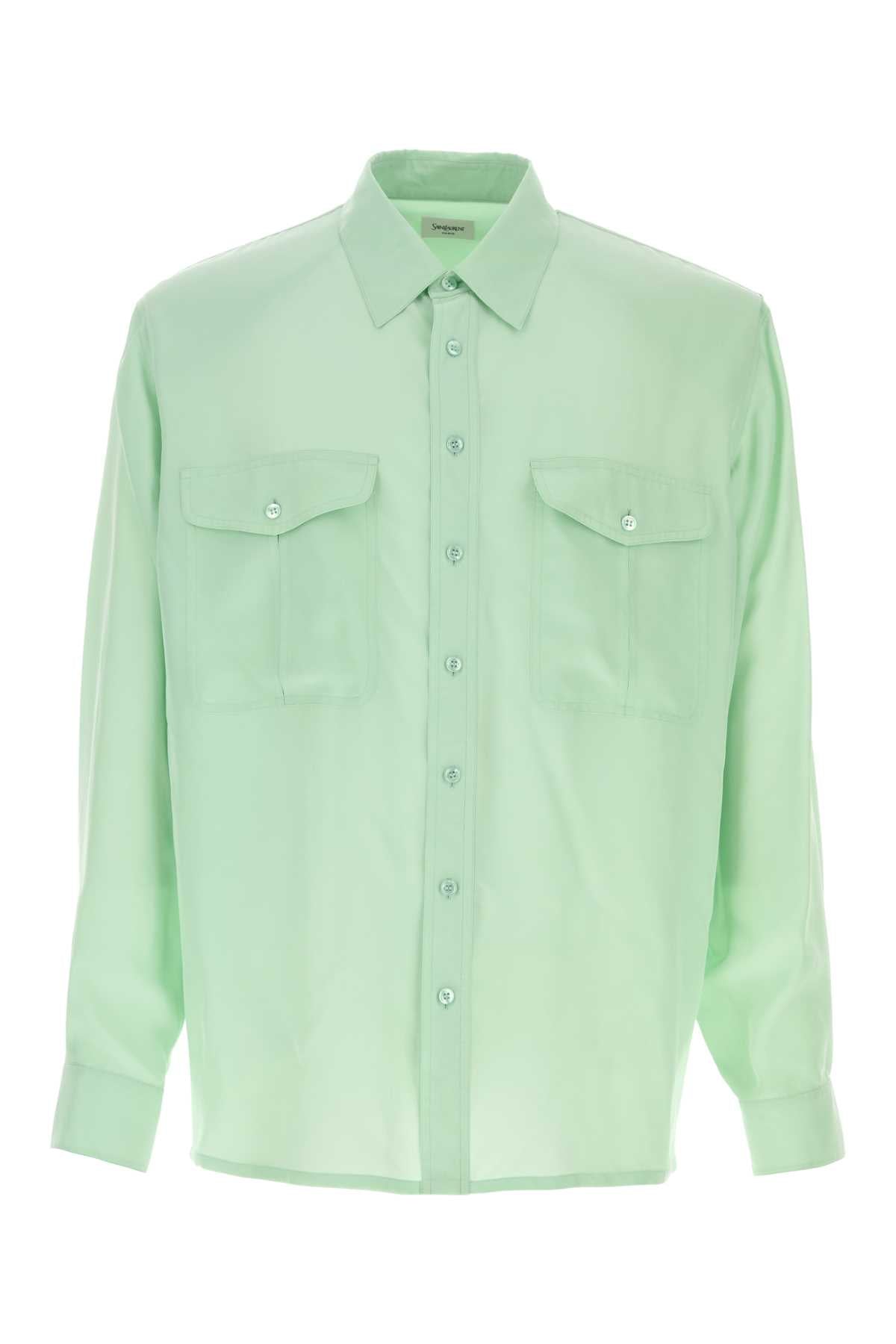 Mint Green Satin Shirt Vertd'eau Exterior: Viscose Silk Maglie