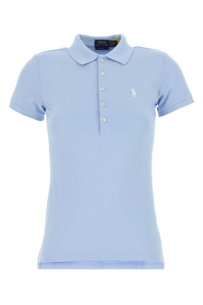 Light Blue Piquet Polo Shirt 023 Exterior: Cotton Elastane