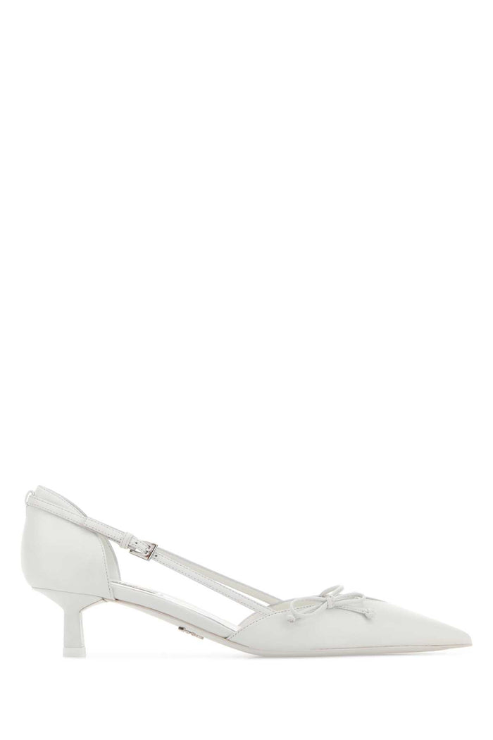 White Leather Pumps Bianco Scarpe Con Tacco