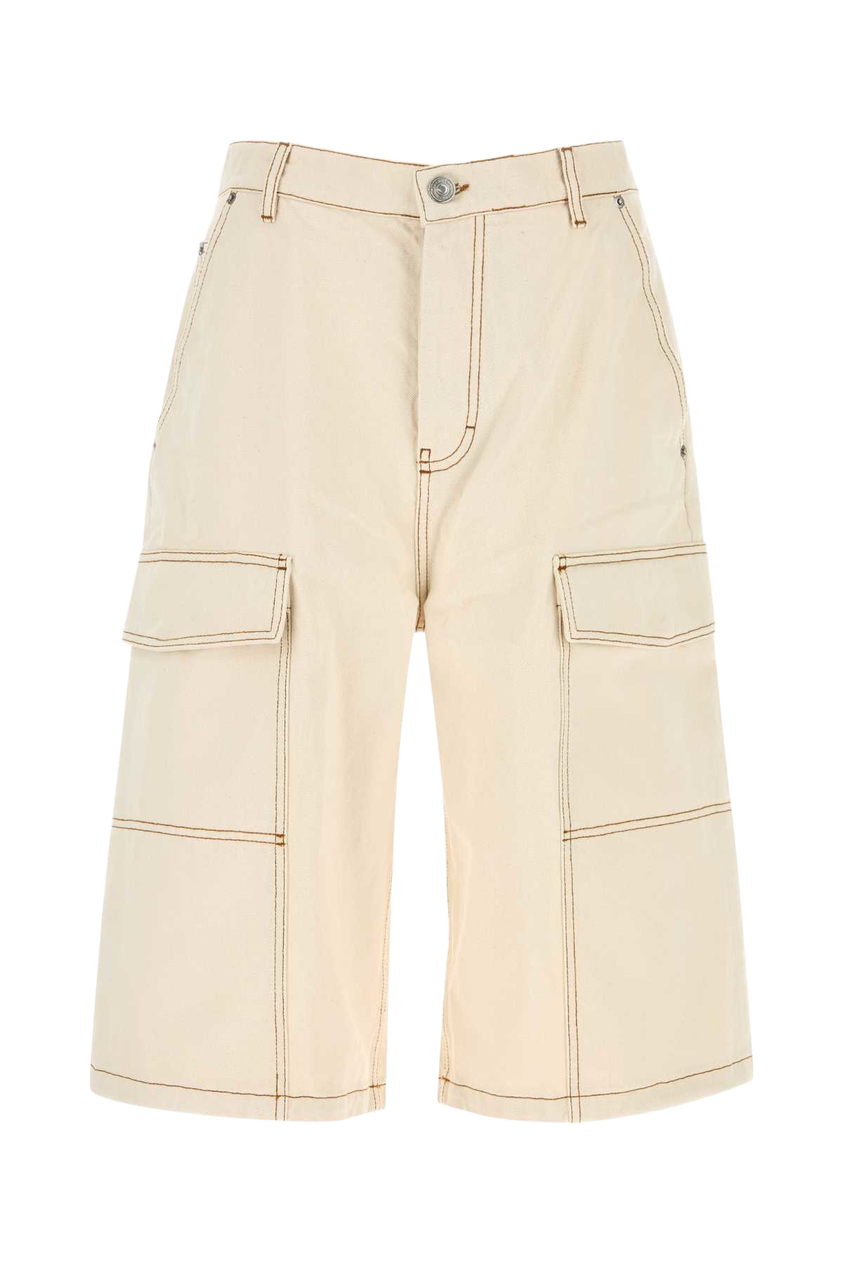 Sand Denim Bermuda Shorts Whitecream Exterior: Cotton
