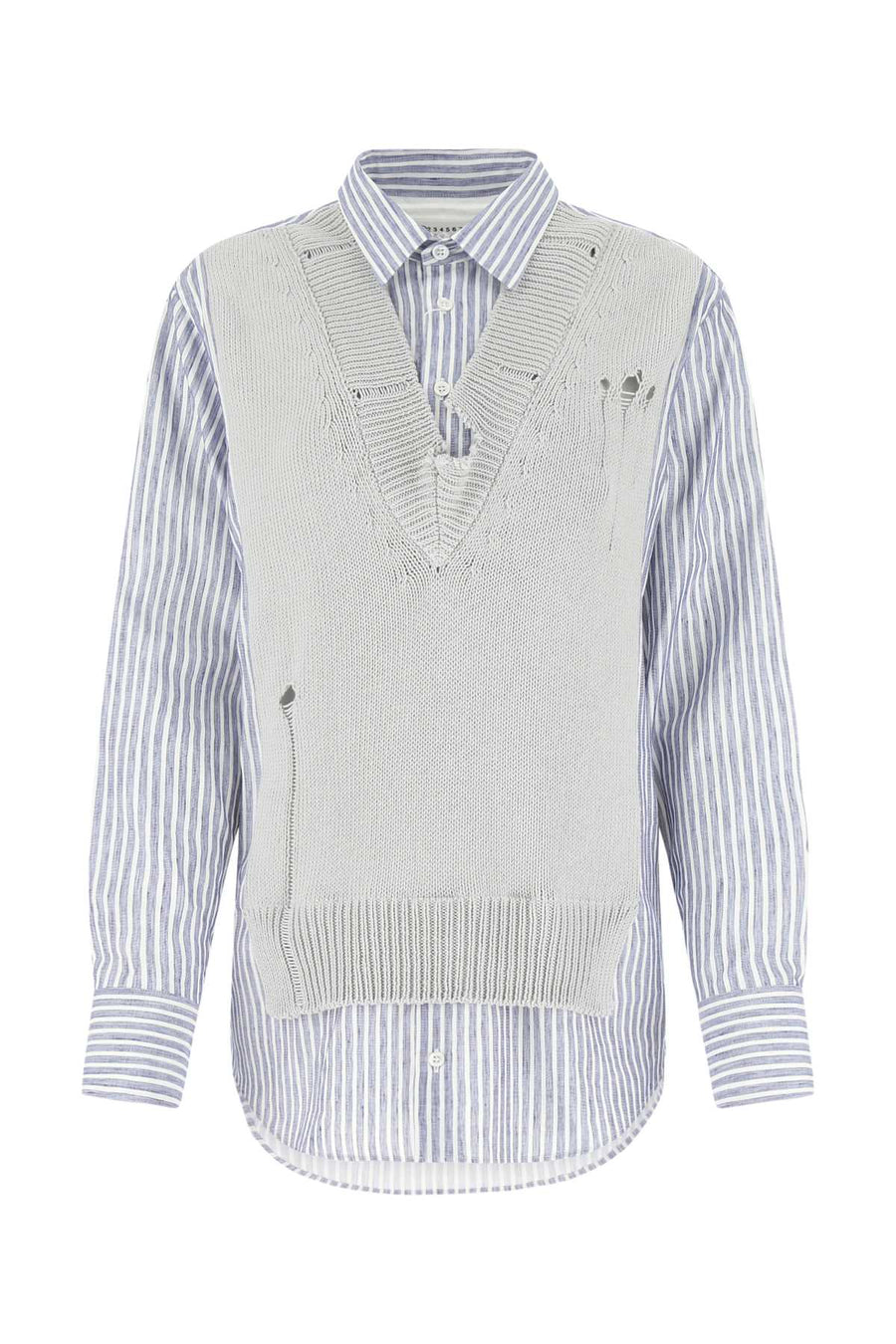 Maison Margiela Exterior: 76% Cotton 24% Linen; Body: 100% Cotton shirt in white