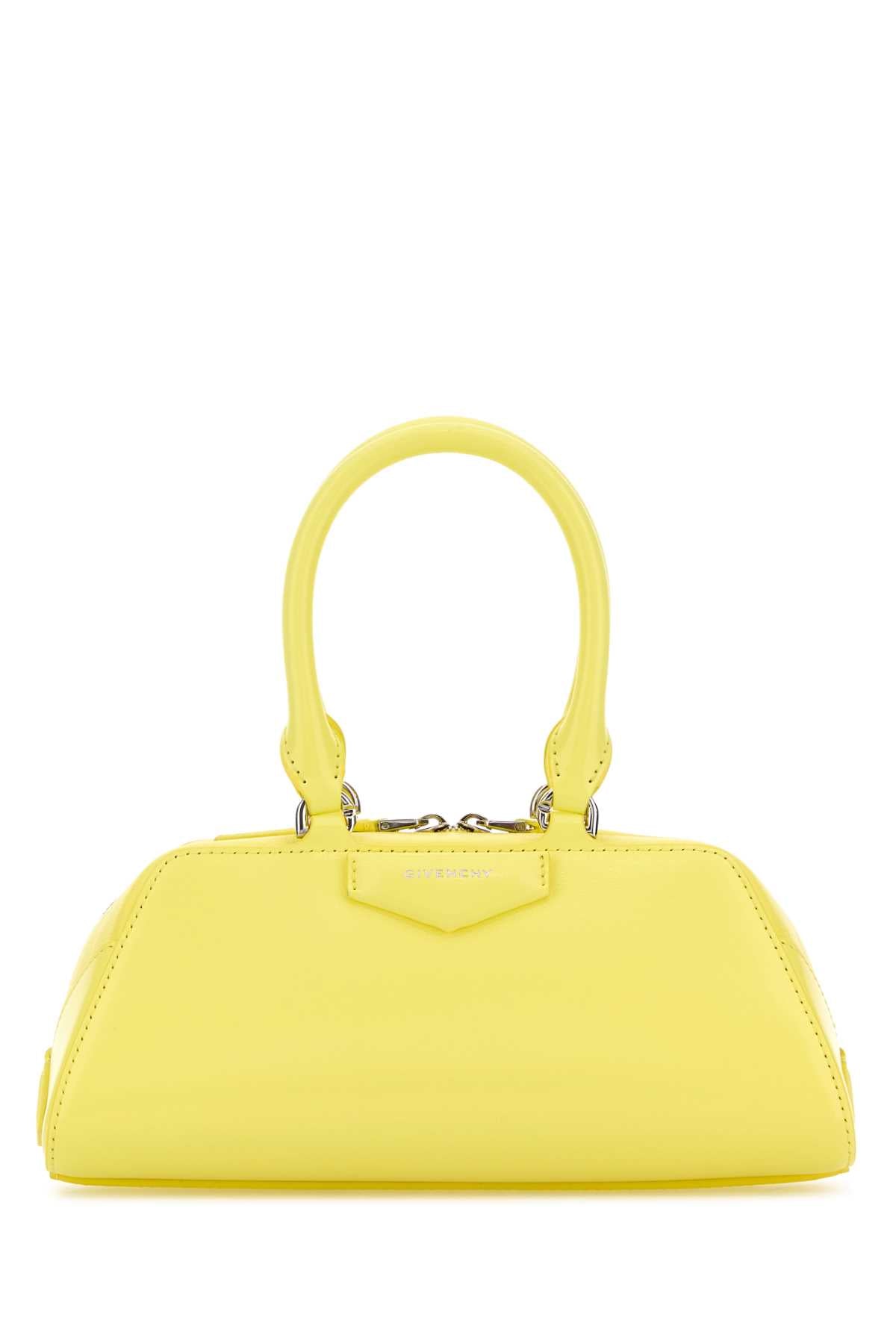 Yellow Leather Mini Antigona East-West Handbag Acidyellow Borse A Mano