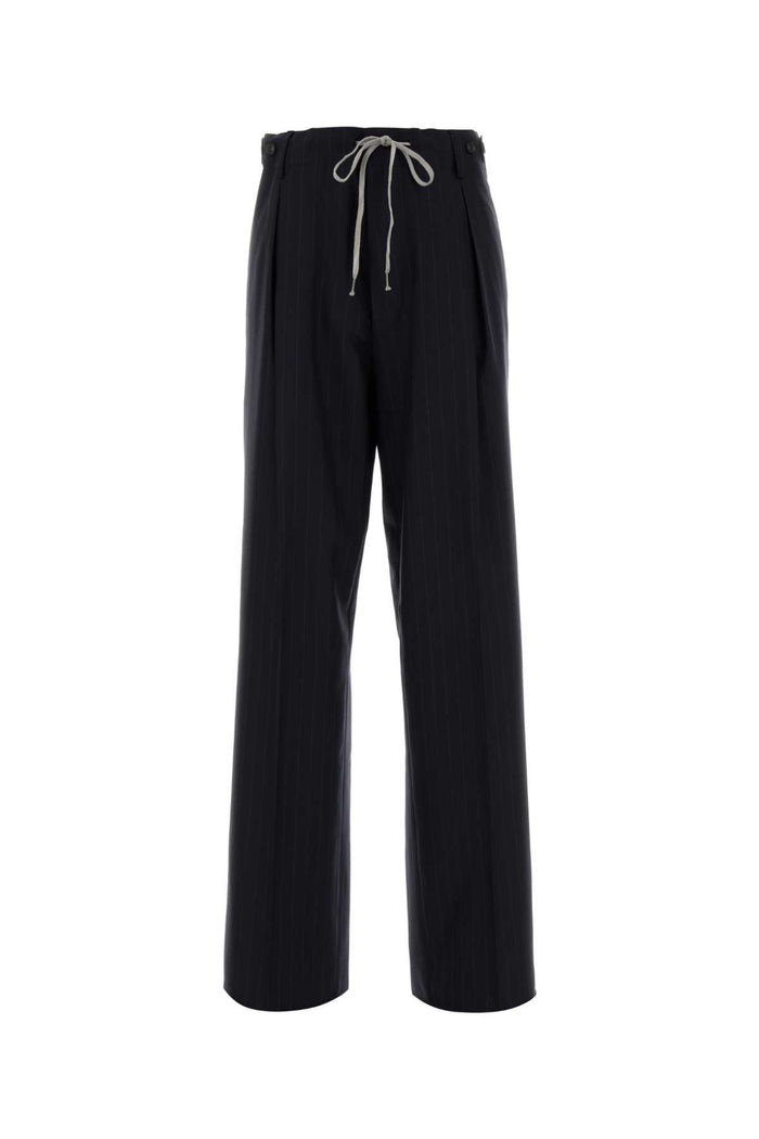 Embroidered Wool Palazzo Pant Blue Exterior: Pantaloni