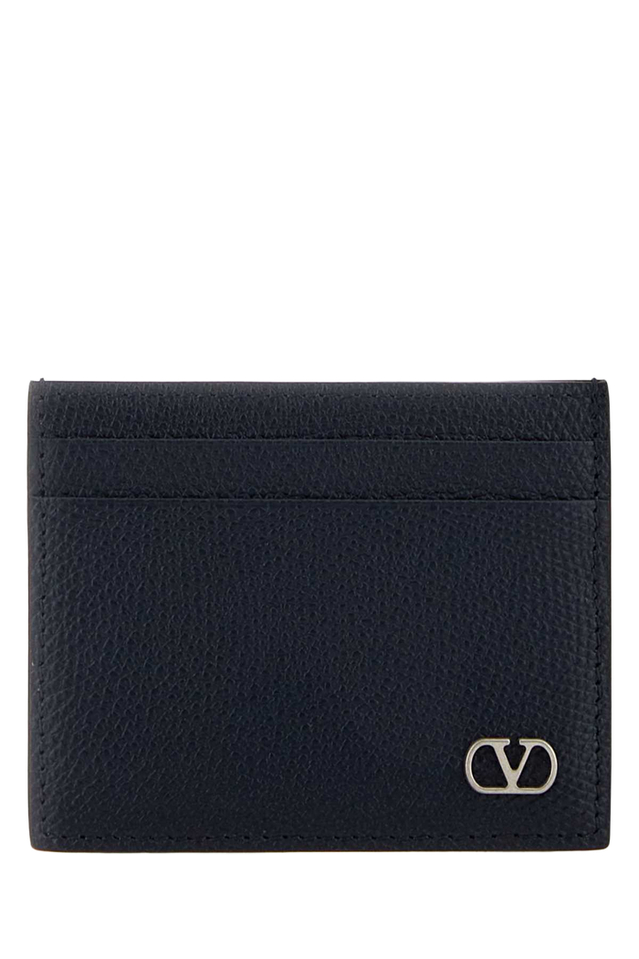 Midnight Blue Leather Vlogo Signature Card Holder Marine Calf - Bos Taurus Portafogli