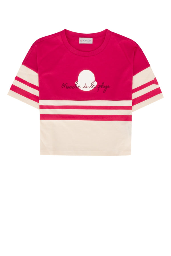 Moncler Jr 100% Cotton t-shirt in pink
