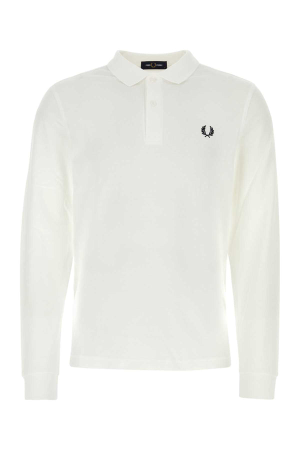 Fred Perry Long 100% Cotton polo shirt in white