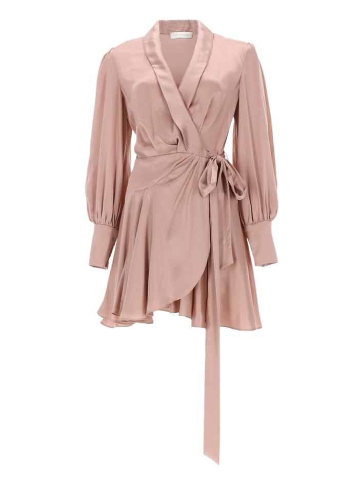 Mini Abito A Portafoglio Pink Silk Dress