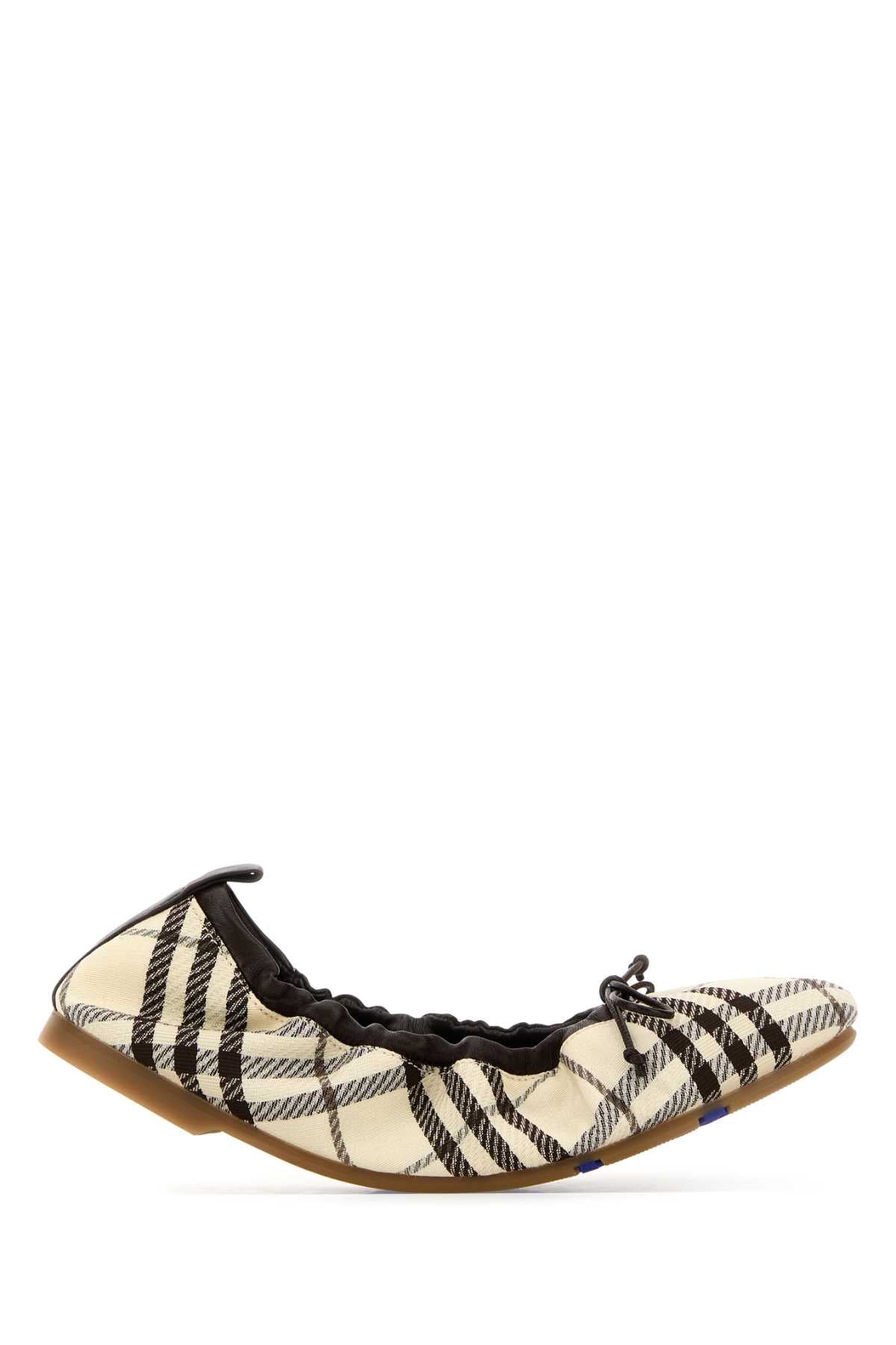 Embroidered Fabric Fawn Ballerinas Lightbeigecheck Ballerine