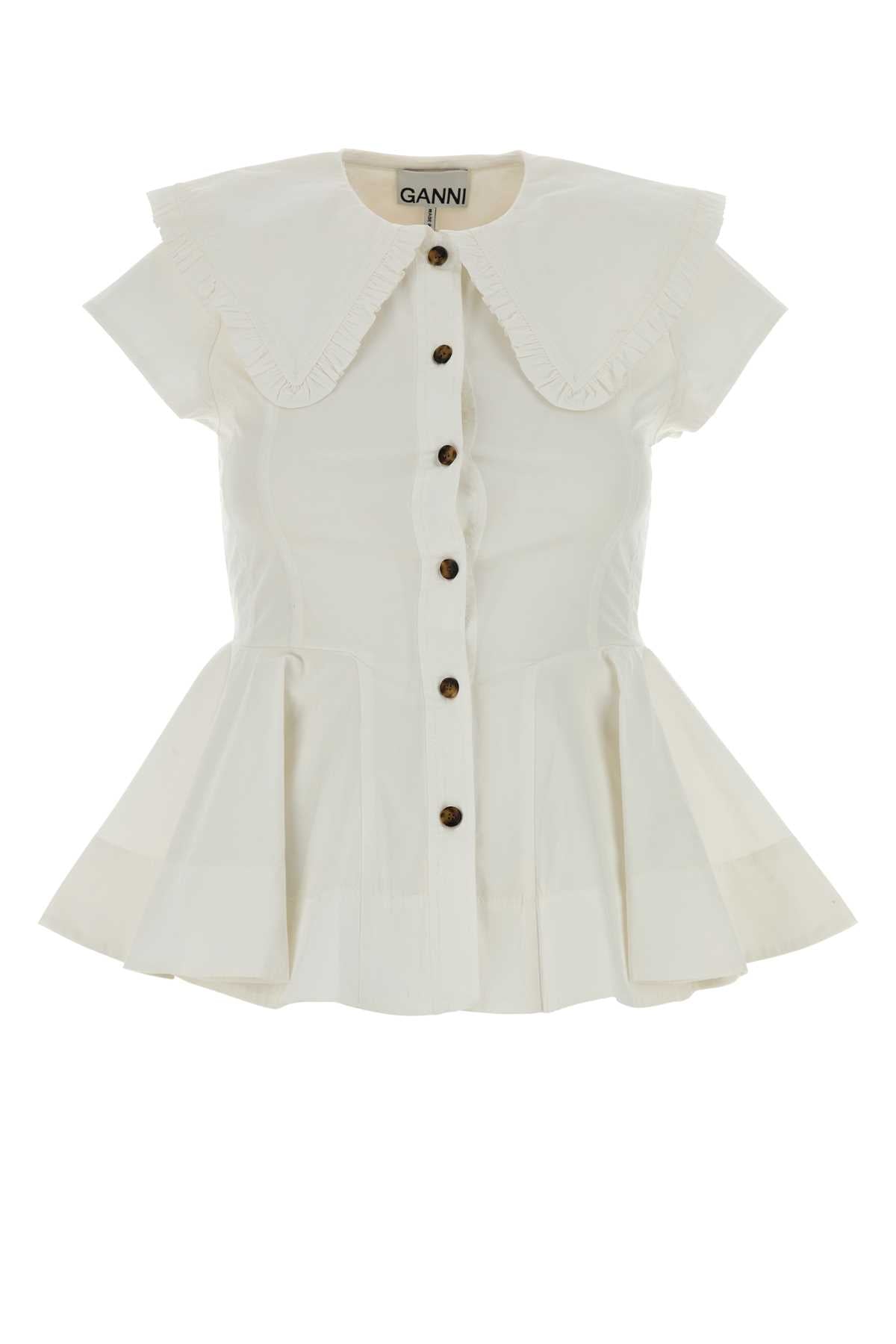 White Stretch Poplin Shirt Bright Organic Cotton Camicie
