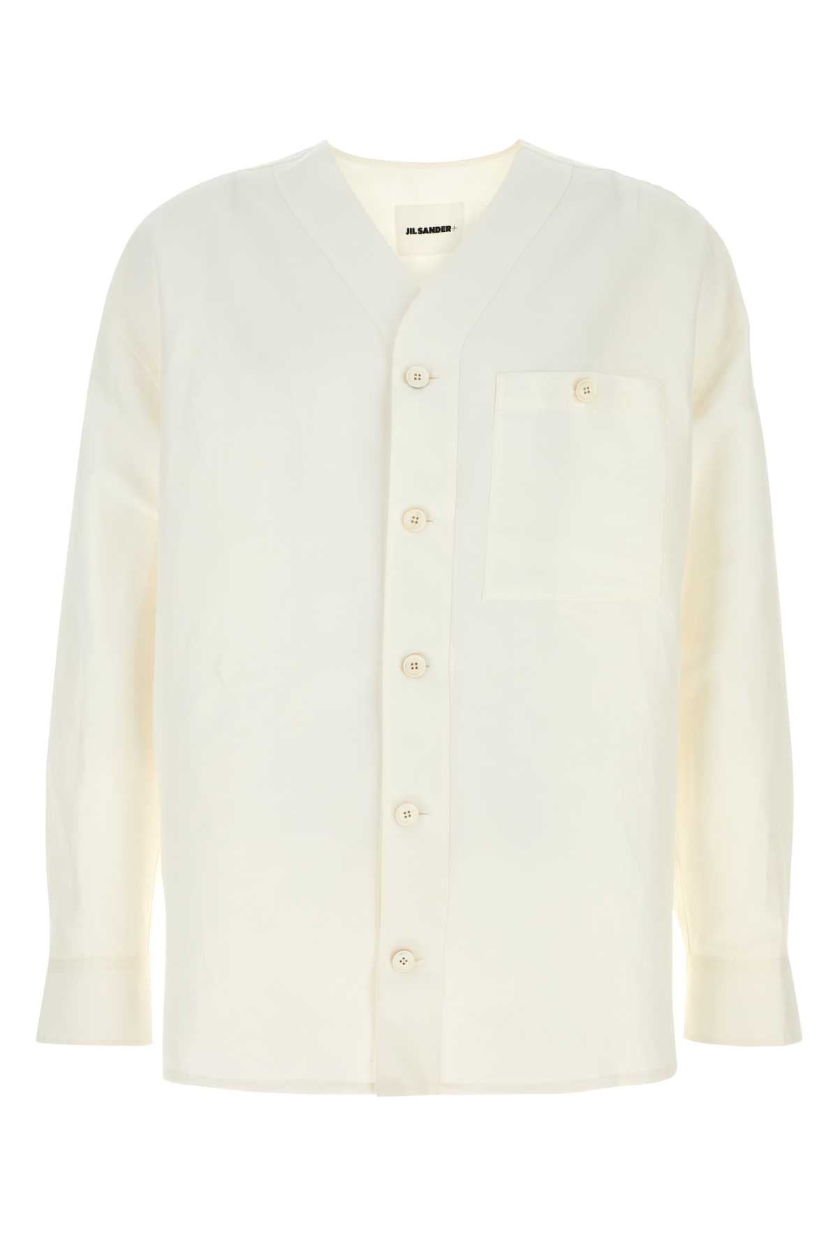 White Linen Blend Shirt Latte Lino Viscosa Camicie
