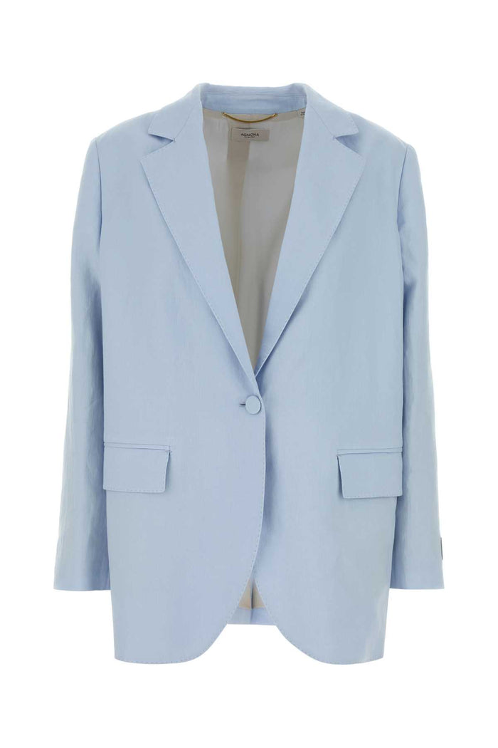 Pastel Light-Blue Linen Blazer Lightbluecloud Li Ac Se Me Giacche E Gilet