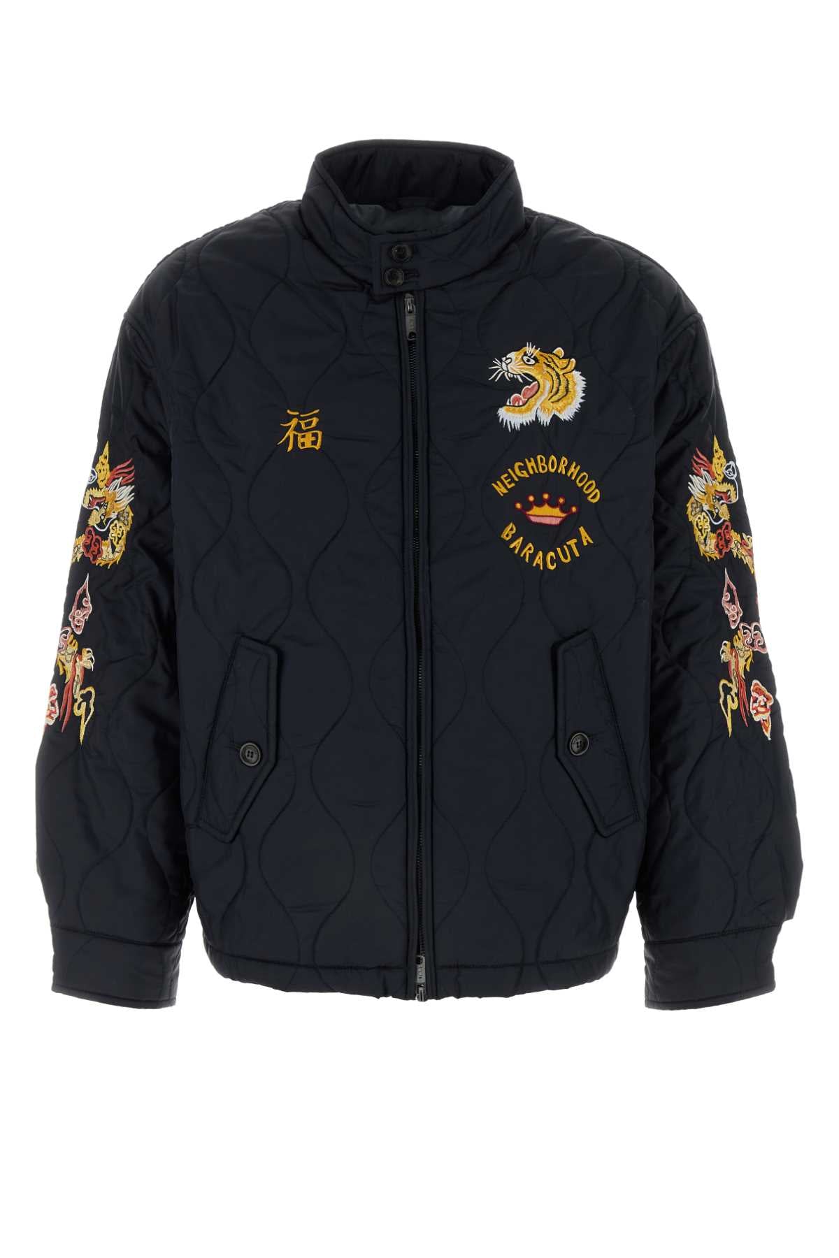 Navy Blue Nylon Jacket Exterior: Lining: Giubbini