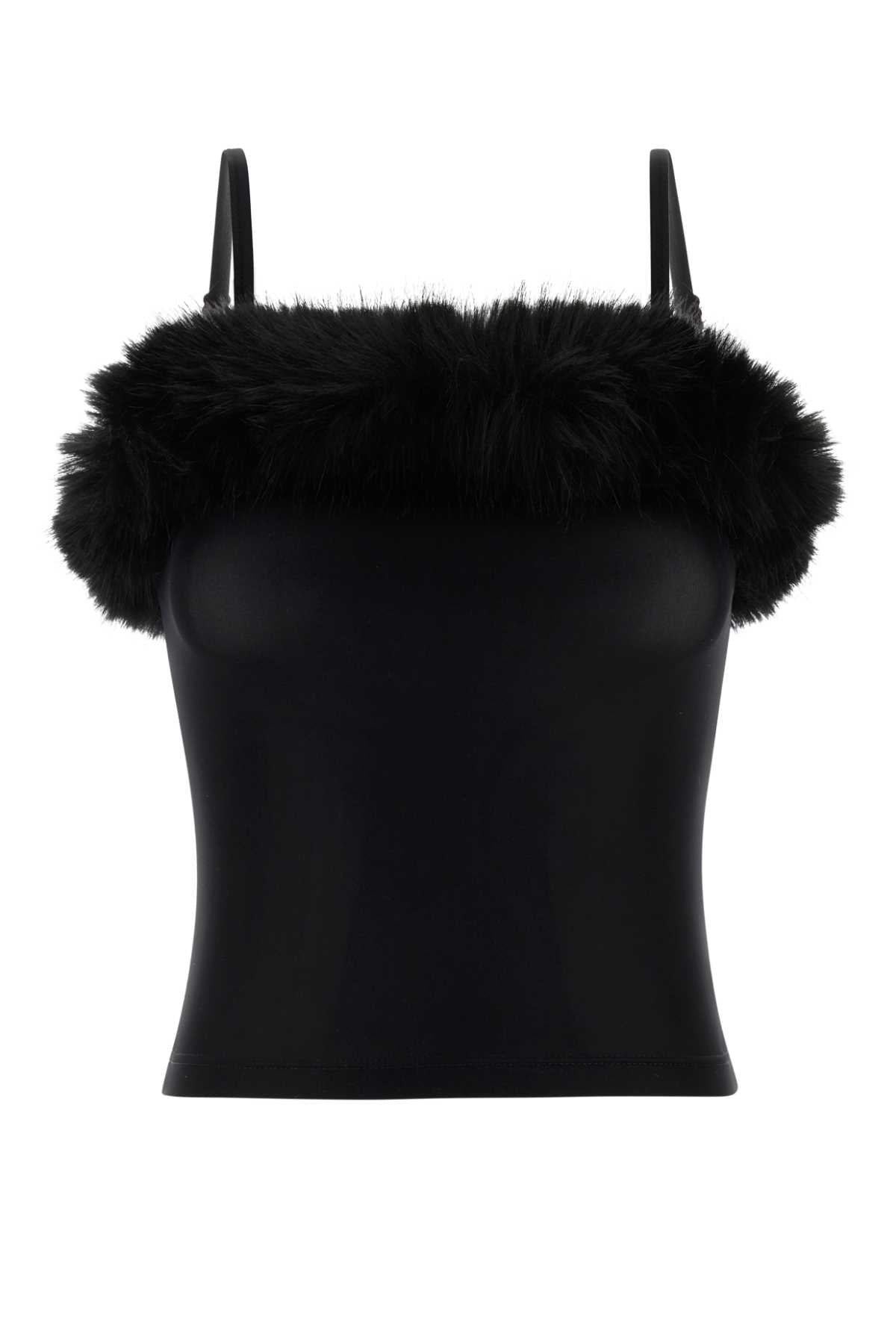 Black Stretch Nylon Top Black/black Maglie