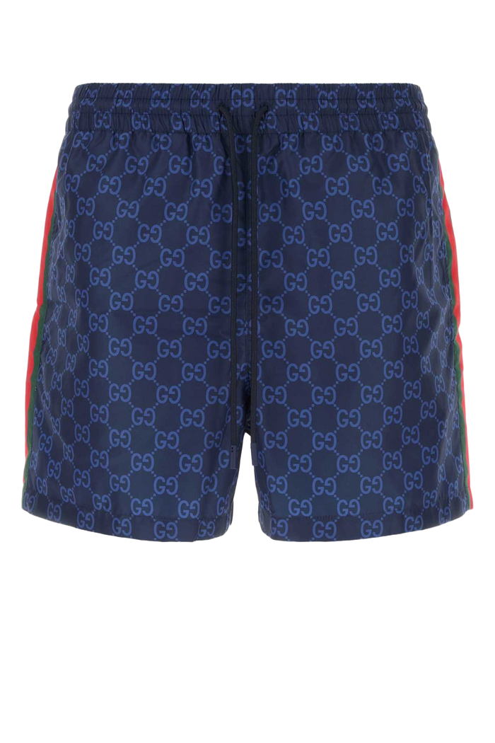 Printed Polyester Swimming Shorts Navy Joint Costumi Da Bagno