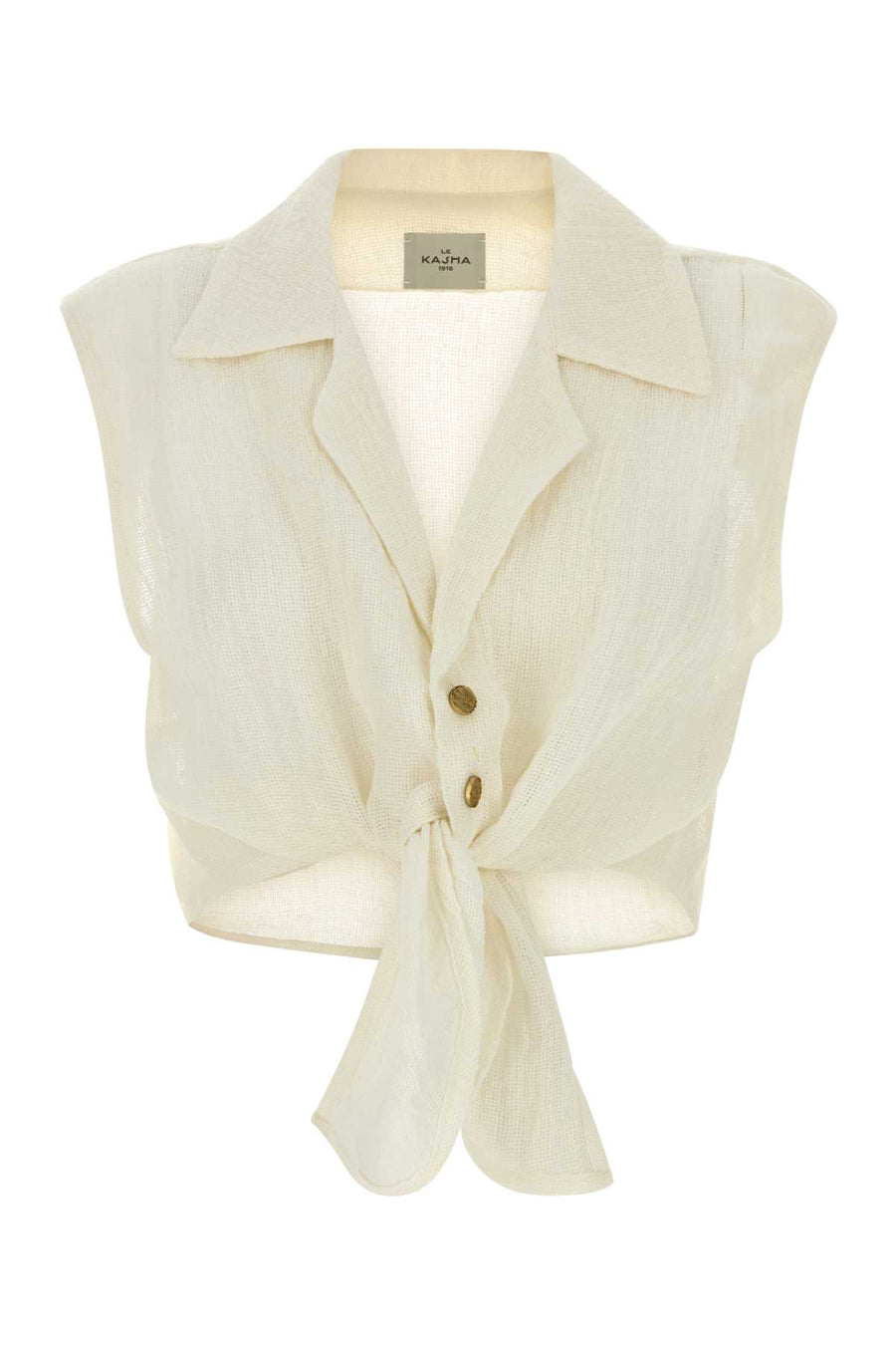 Le Kasha Knot 100% Linen shirt in beige