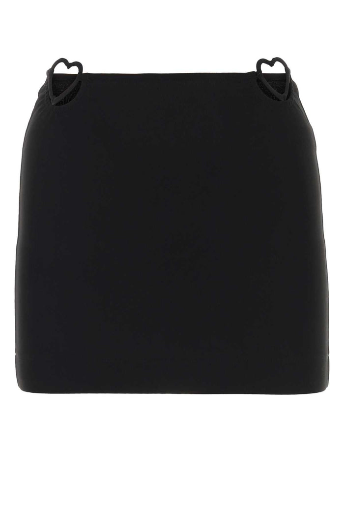 Black Viscose Blend Mini Skirt Exterior: Nylon Gonne