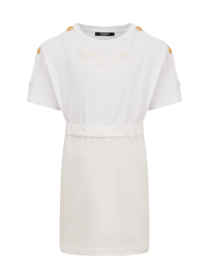 Dress With Logo White Cotton