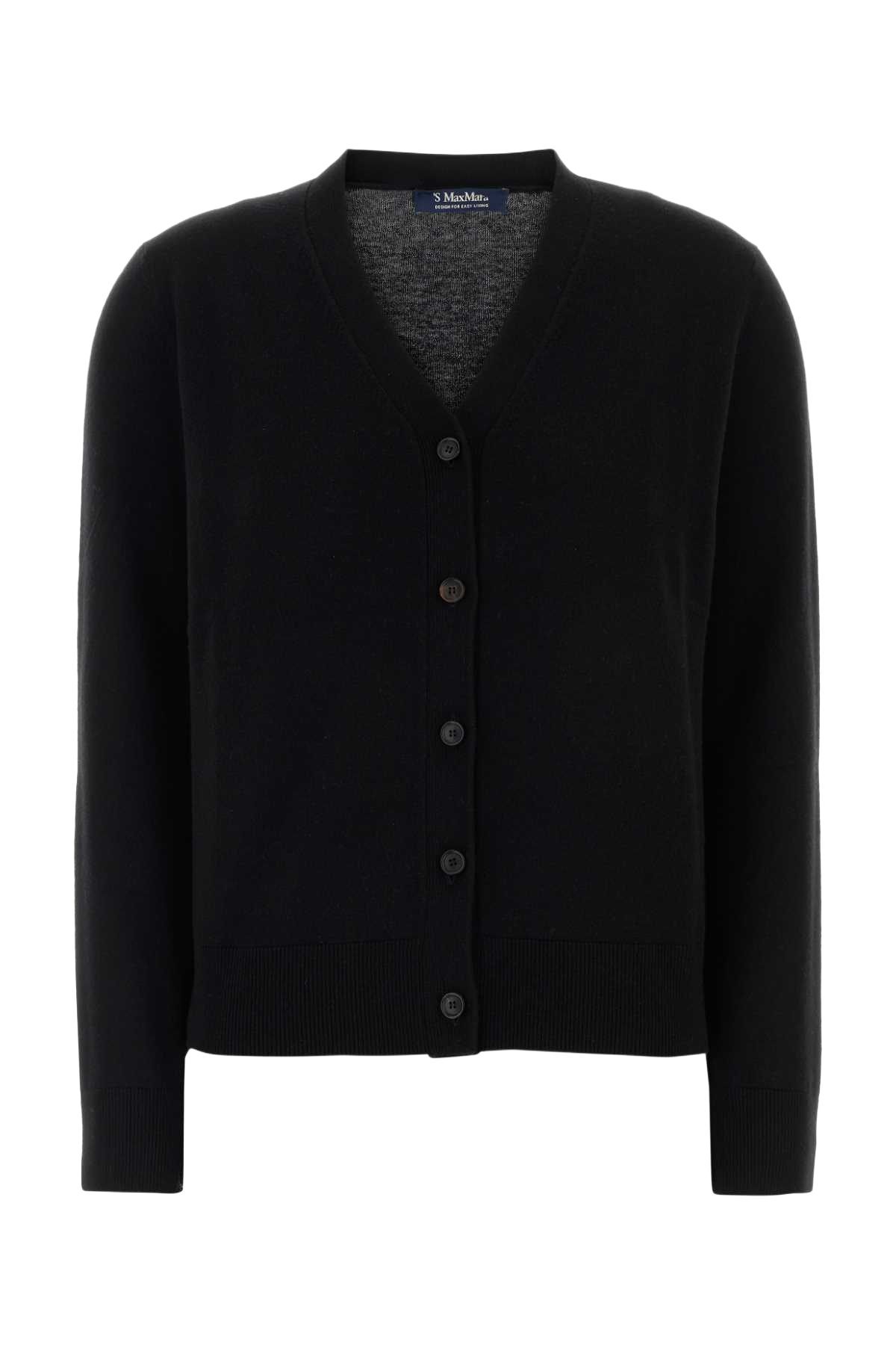 Black Wool Ribes Cardigan Nero Exterior: Maglieria