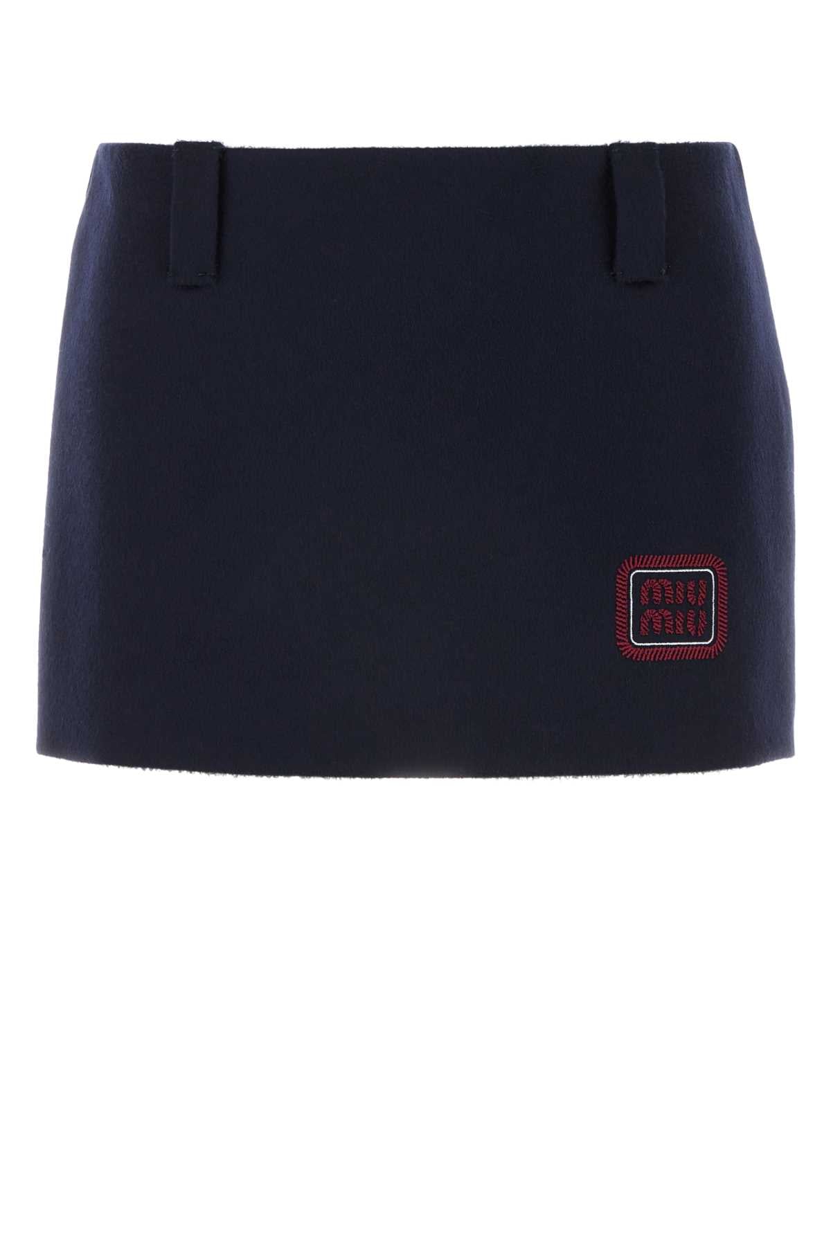 Midnight Blue Wool Blend Mini Skirt Bleu Gonne