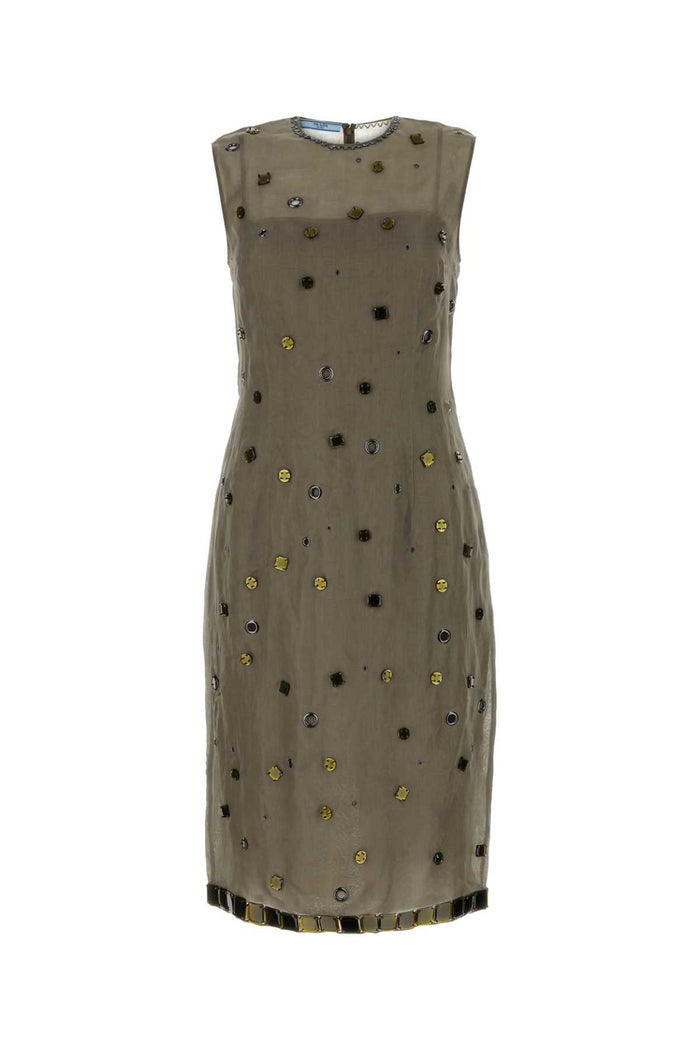 Abito In Organza Tortora Militare Abiti