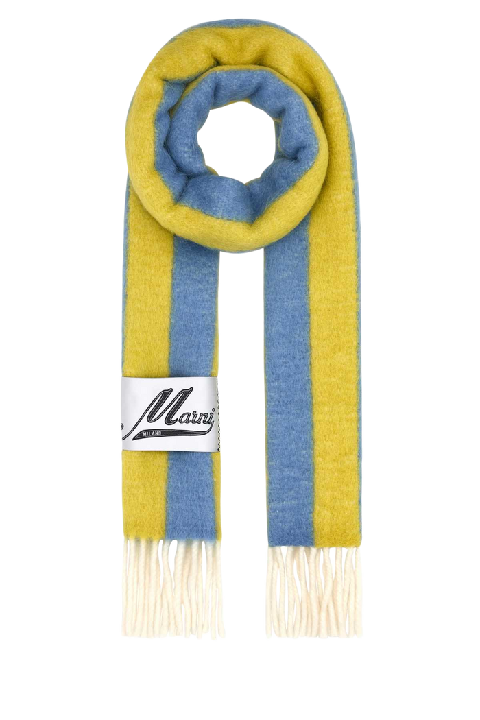 Embroidered Wool Blend Scarf Bluelilac Sciarpe E Foulard