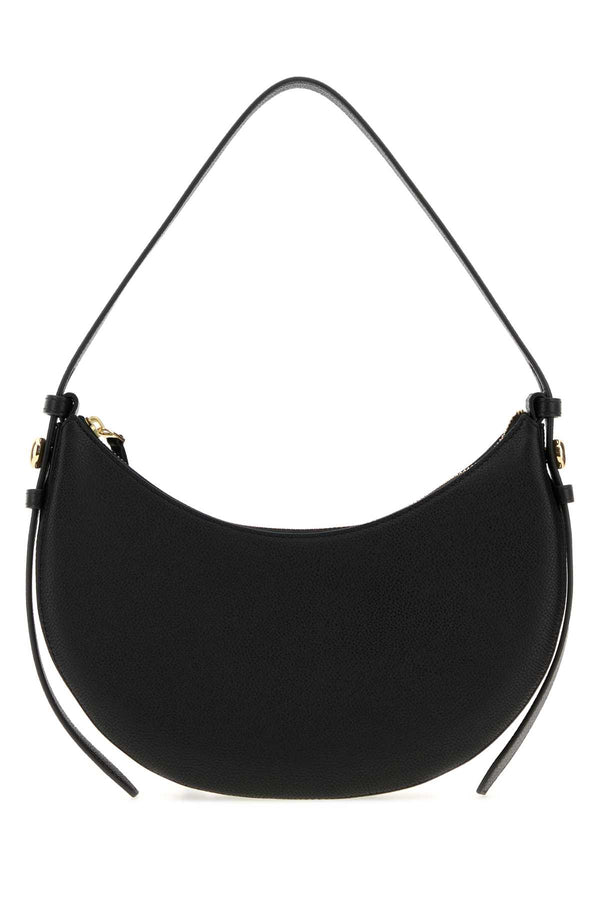 Tory Burch Half Exterior: 100% Leather; Lining: 100% Fabric; Finishing: Golden metal shoulder bag in black
