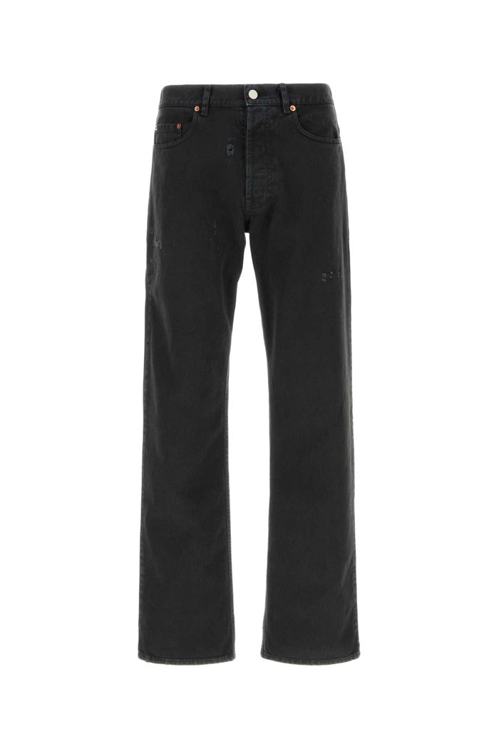 Black Denim Livello Broken Bull Jeans Charcoal Exterior: Cotton