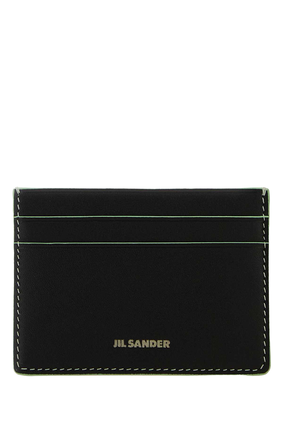 Black Leather Card Holder Portafogli