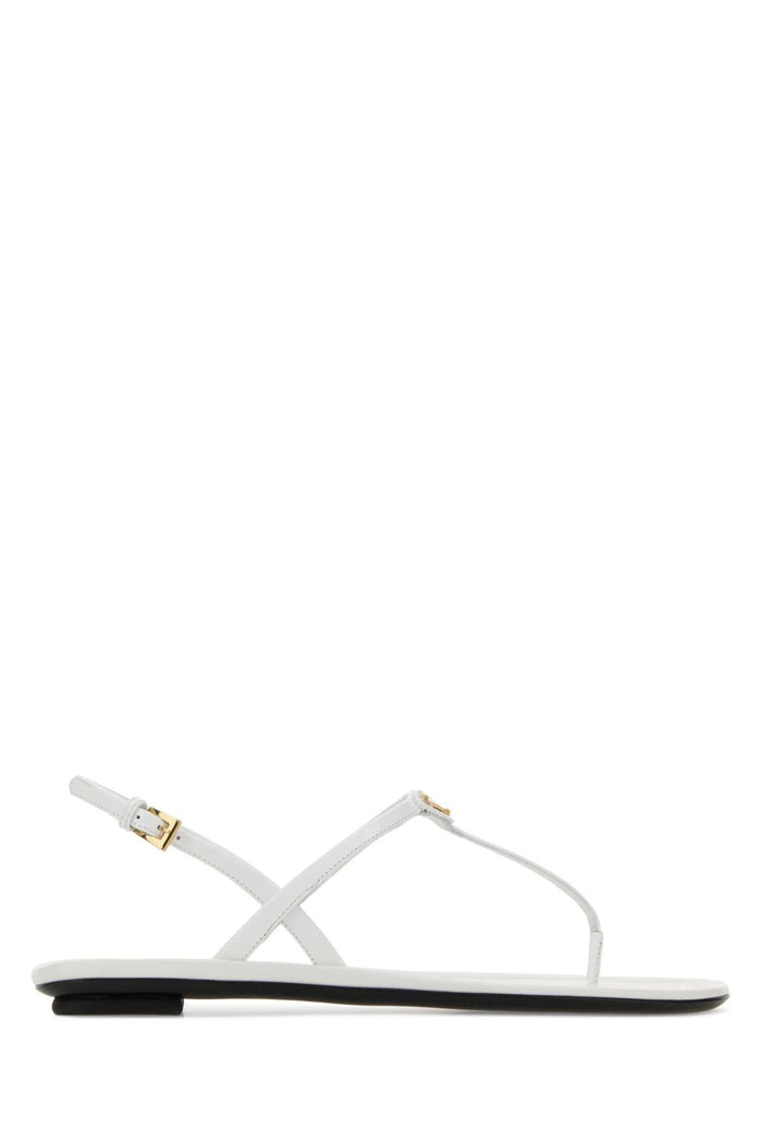 White Leather Thong Sandals Bianco Sandali