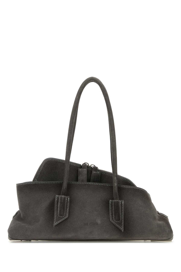 The Attico Passeggiata Exterior: 100% Calf; Lining: 100% Fabric; Finishing: Silver metal top handle bag in gray