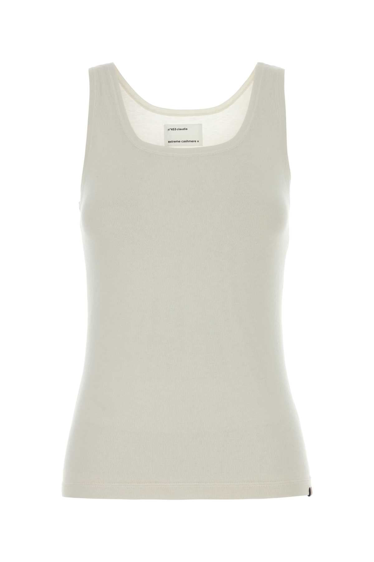 White Cotton Blend Claudia Tank Top Snow Exterior: Cashmere Maglie