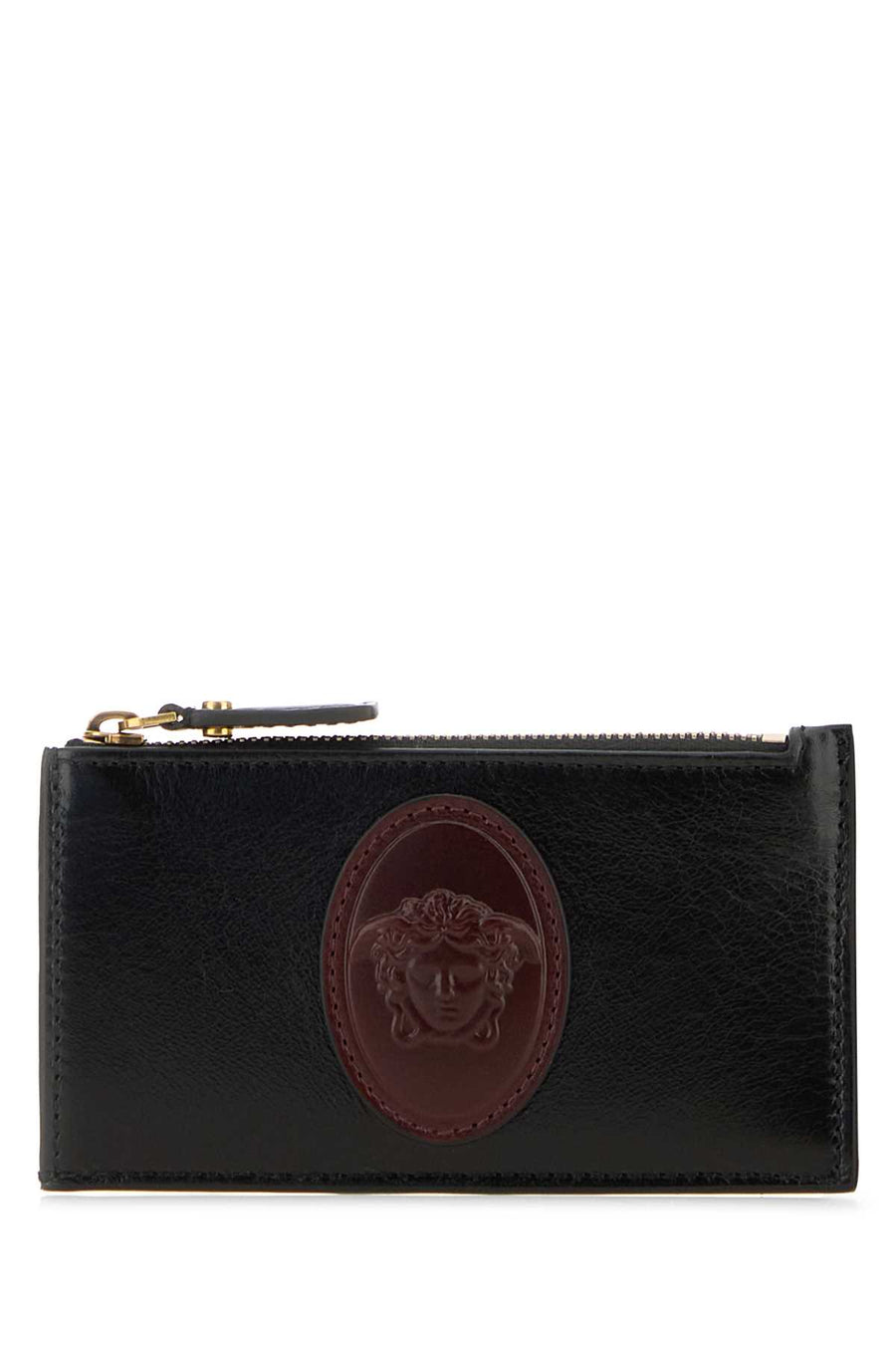 Versace Card Exterior: 100% Calf. Finishing color: Gold card case in black