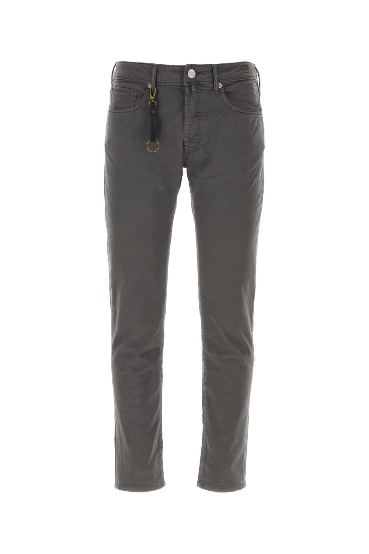 Dark Grey Stretch Cotton Pant Antracite Exterior: Elastan Pantaloni