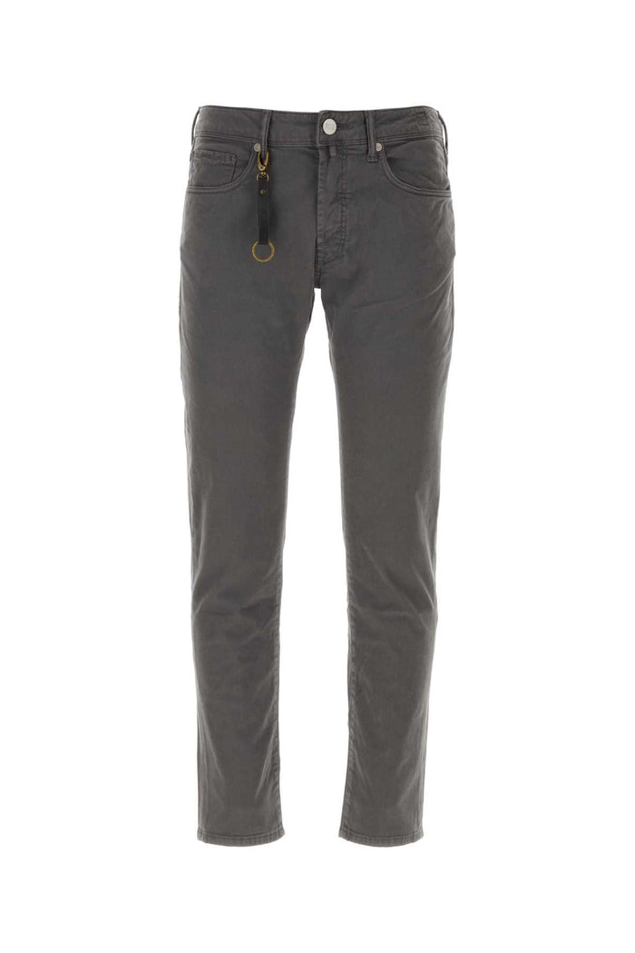 Dark Grey Stretch Cotton Pant Antracite Exterior: Elastan Pantaloni