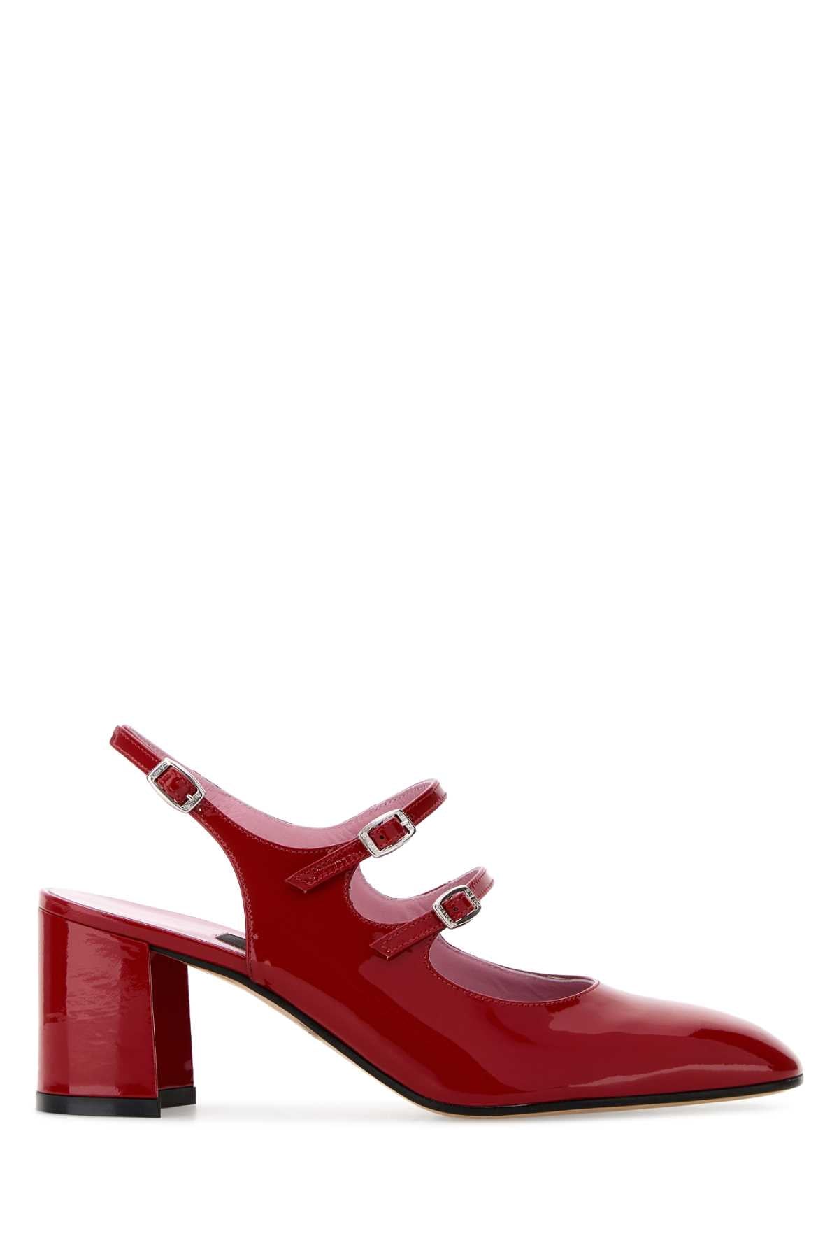 Red Leather Banana Pumps Scarpe Con Tacco