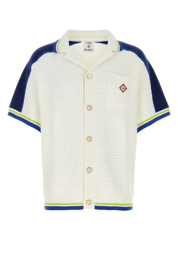White Crochet Shirt Whiteblue Exterior: Cotton Polyester Camicie