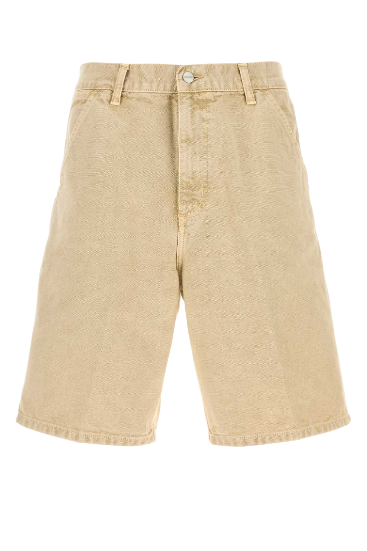 Beige Denim Single Knee Short Dustyhbrown