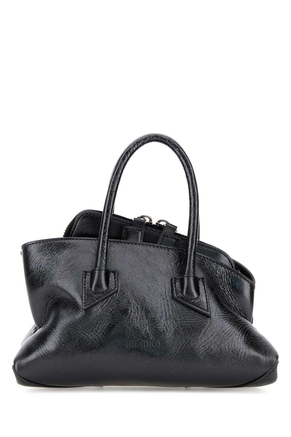 The Attico Exterior: 100% Leather top handle bag in black