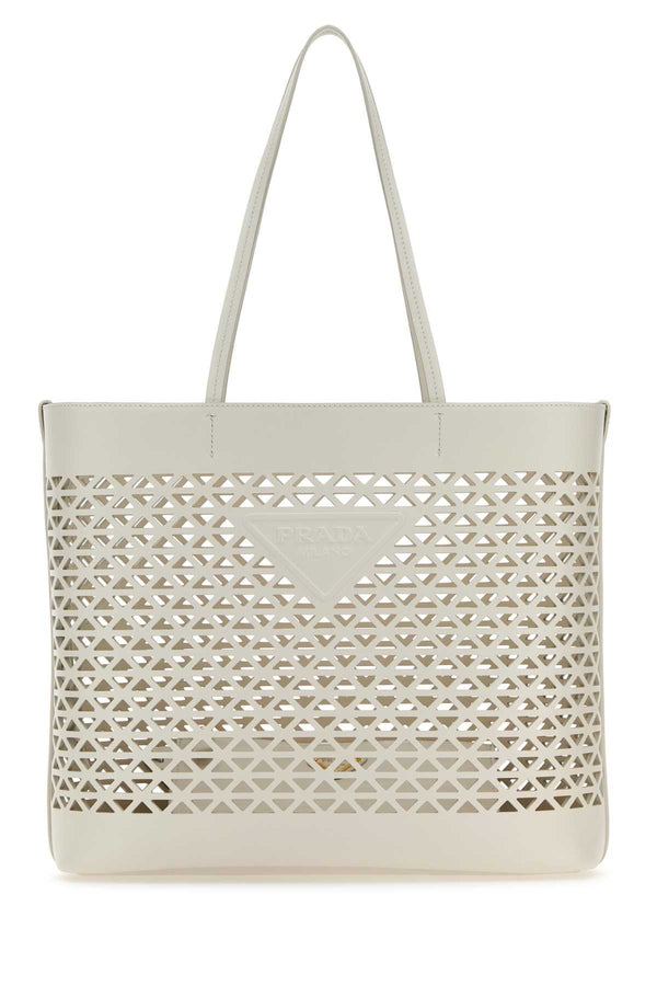 Prada 100% Leather tote bag in white