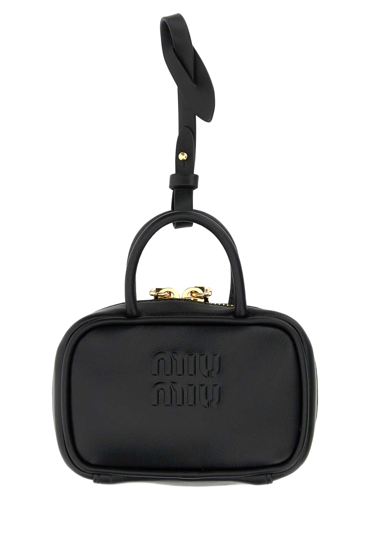 Black Leather Beau Keyring Necessaire Nero Vitello Portachiavi