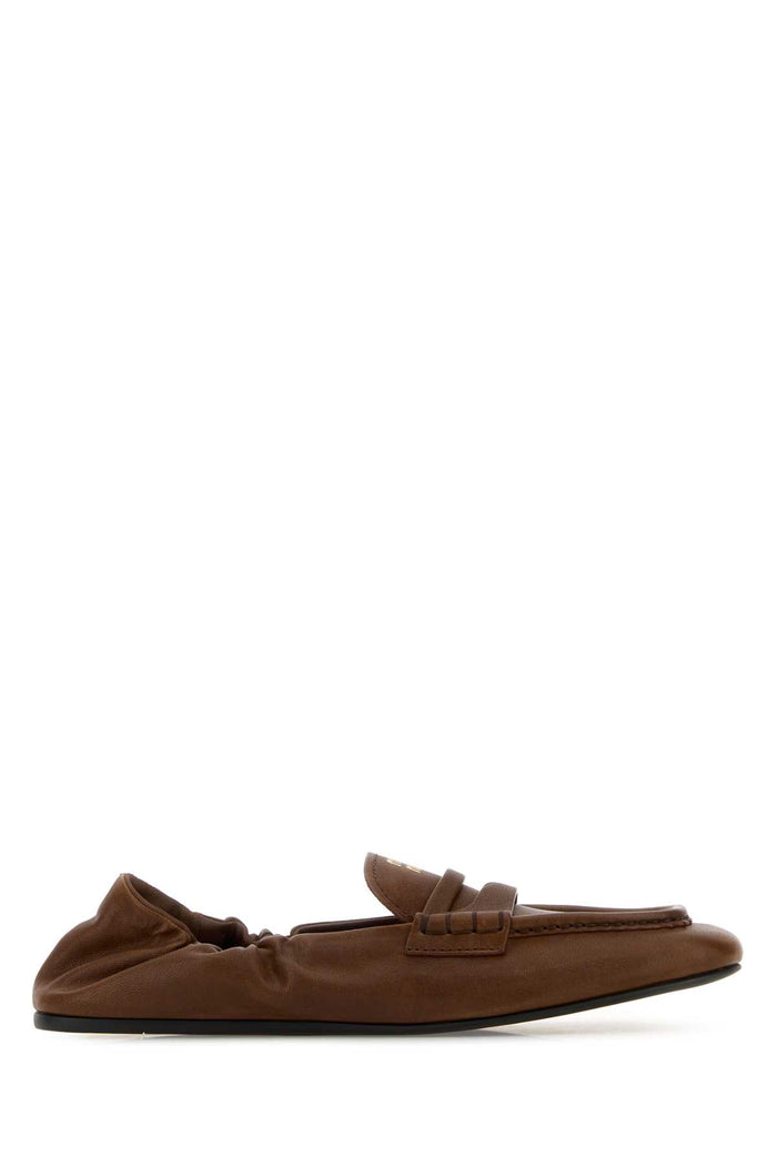 Brown Nappa Leather Ruches Loafers Rovere Mocassini