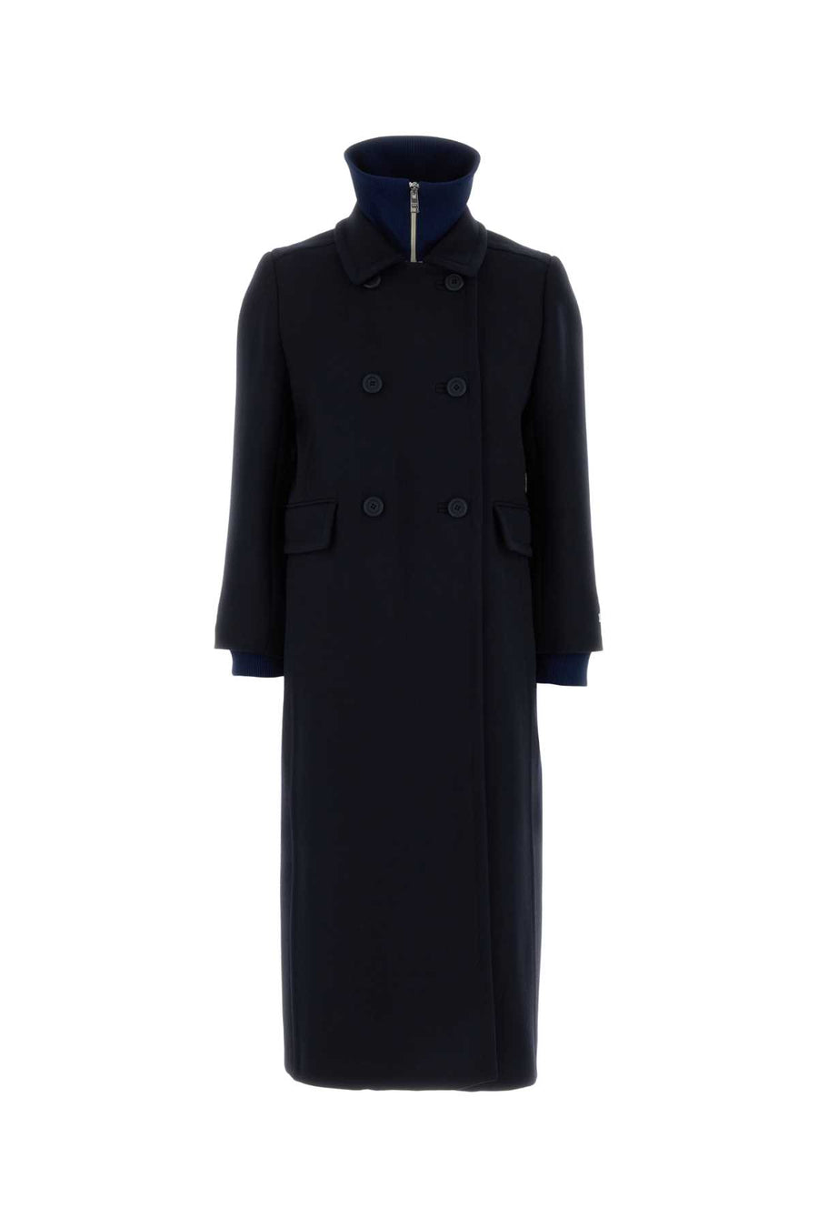 Prada Exterior: 100% Virgin wool coat in navy
