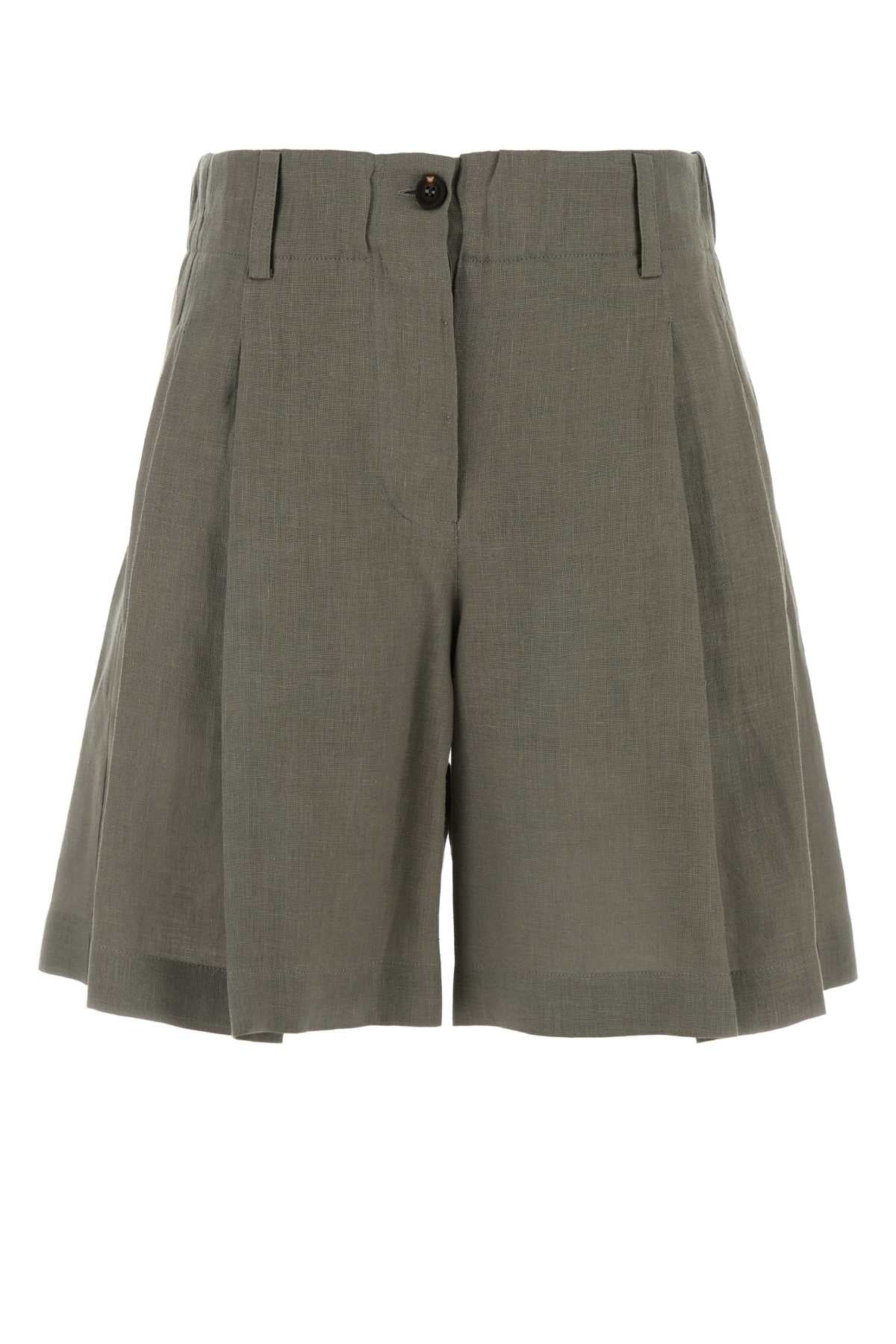 Sage Green Linen Shorts C1063 Exterior: Pantaloni
