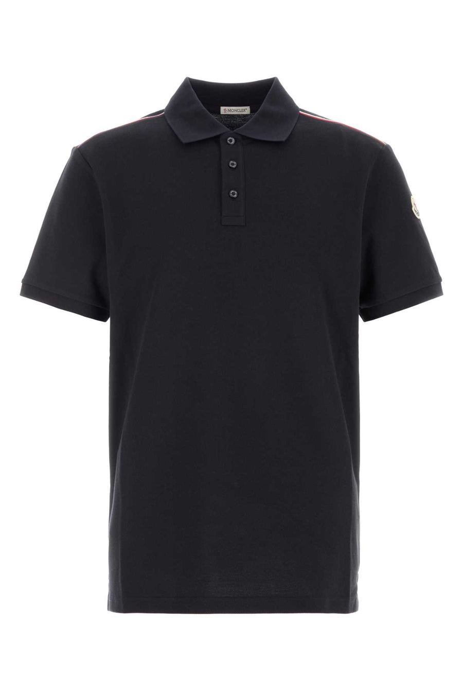 Moncler Polo 100% cotton polo shirt in black