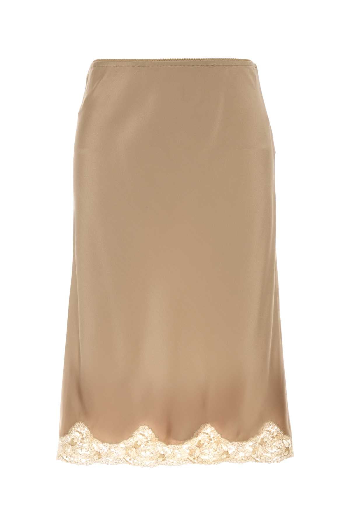 Beige Satin Skirt Beigedore Exterior: Silk Gonne