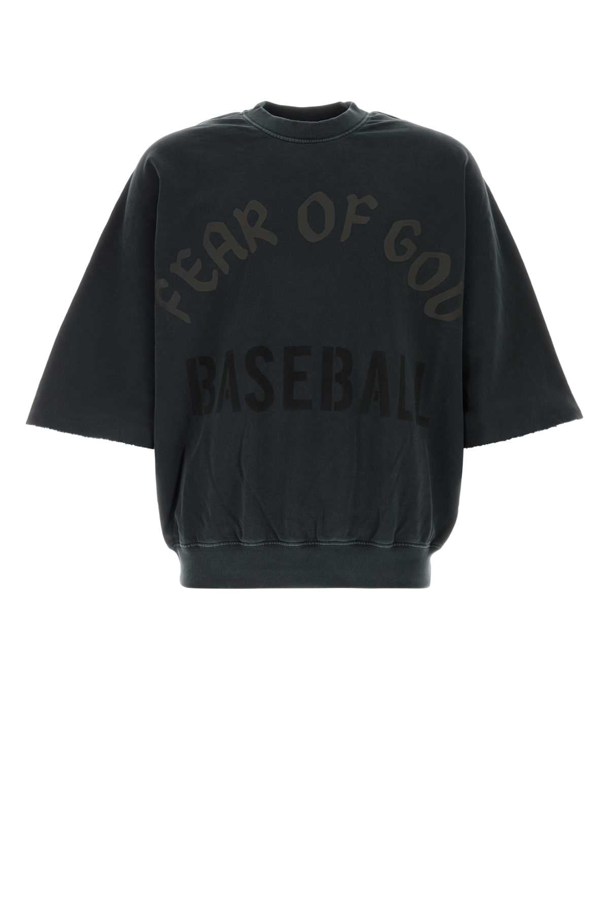 Charcoal Cotton T-Shirt Black Exterior: Felpe