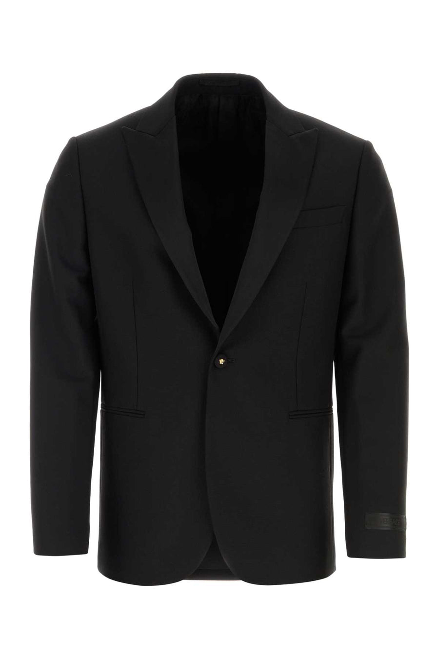 Versace Exterior: 72% Wool 28% Mohair; Lining: 100% Cupro blazer in black