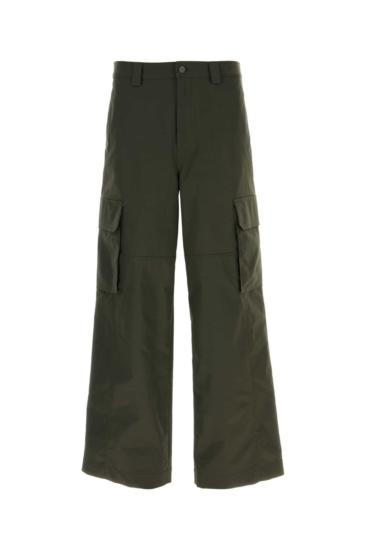 Olive Green Polyester Blend Cargo Pant Pantaloni