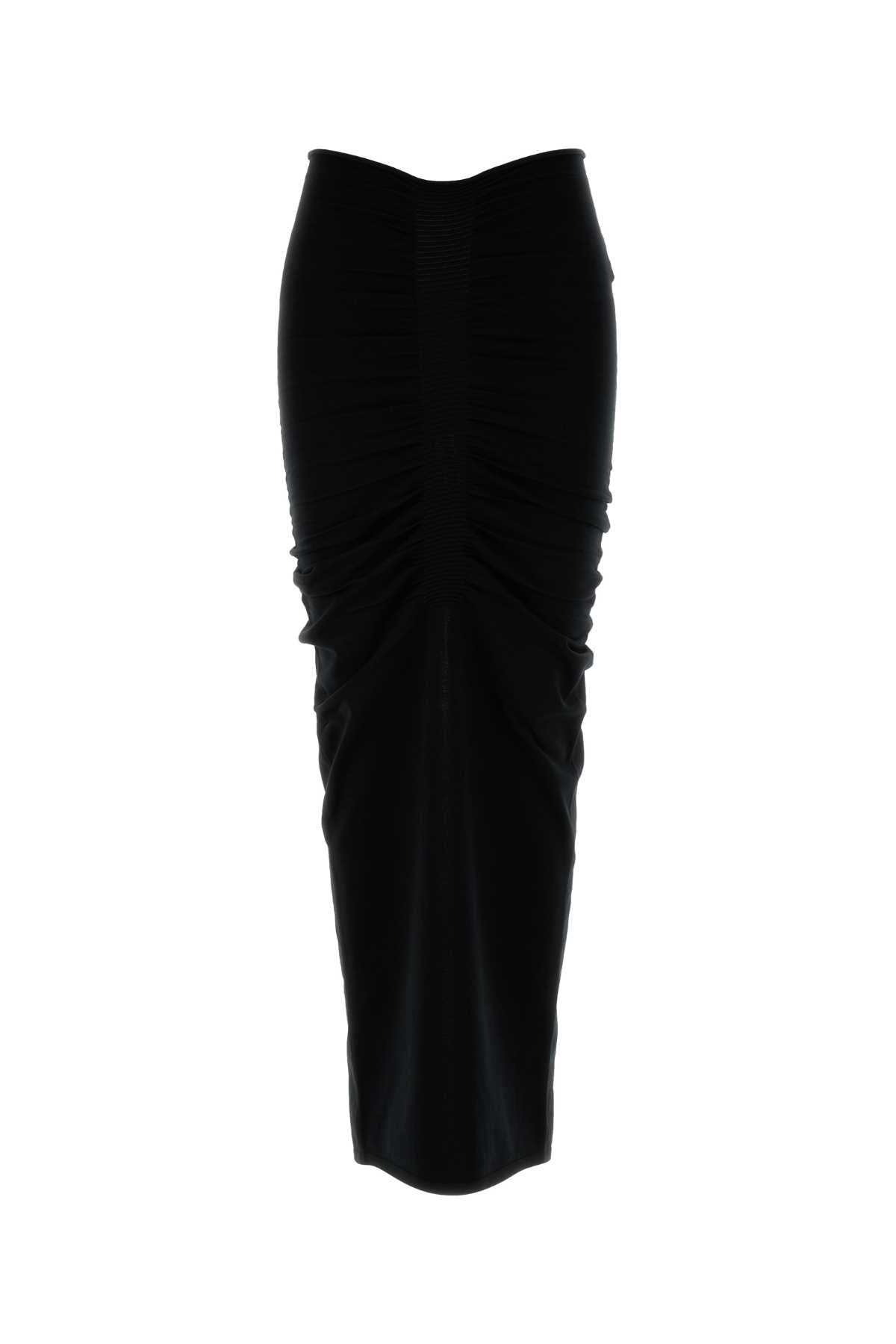 Black Stretch Cupro Blend Skirt Gonne