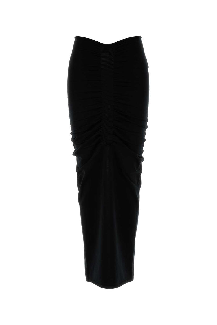 Black Stretch Cupro Blend Skirt Gonne